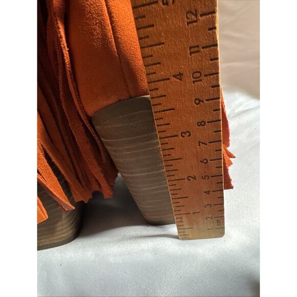 Dingo Women's Tangles Western Booties 7M Orange Suede Fringe Cowgirl NWOT - Picture 5 of 7